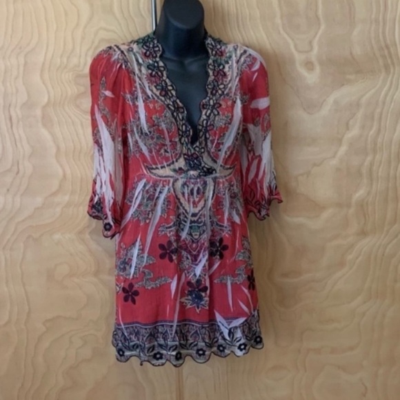 Free people women vintage top blouse embroidered size S - Picture 4 of 4